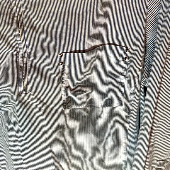 46-6 CROFT & BARROW white blue striped long sleeve half zip pull over top L - Picture 3 of 9